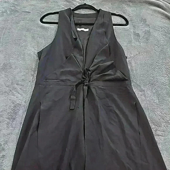 Halston Heritage black sleeveless tie front vest w/ pockets size L black - Picture 1 of 10